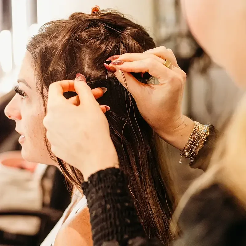 Hair Extensions Process Closeup