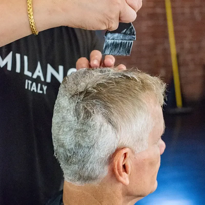 Mens Hair Color Closeup Painting